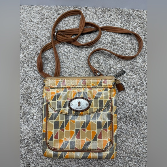Fossil Geometric Crossbody Bag - Gold, Brown, Orange - Picture 1 of 8